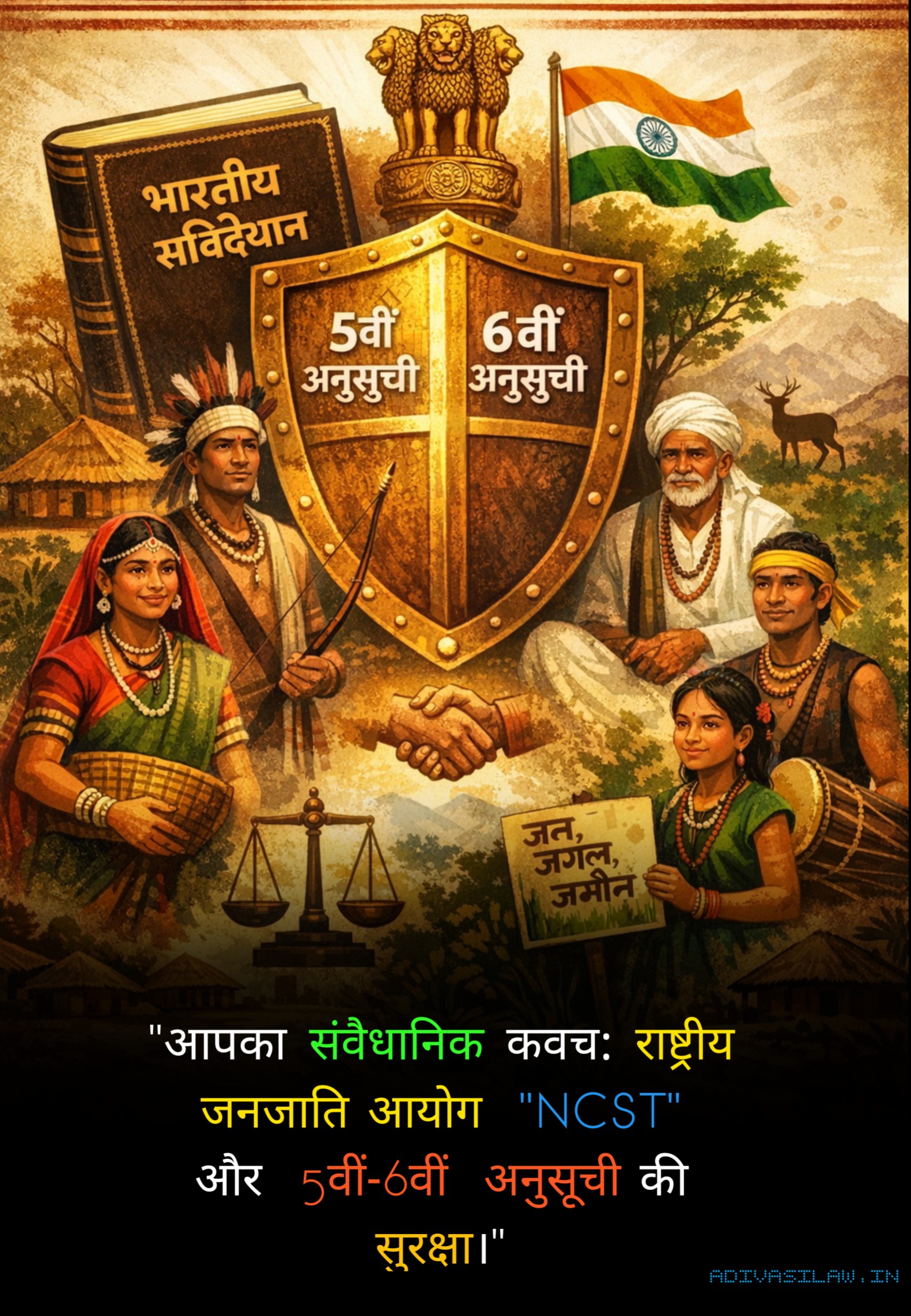 ​"राष्ट्रीय अनुसूचित जनजाति आयोग, 5वीं और 6वीं अनुसूची का रक्षक, आदिवासी संवैधानिक सुरक्षा और अधिकार, NCST powers and Adivasi constitutional safeguards."