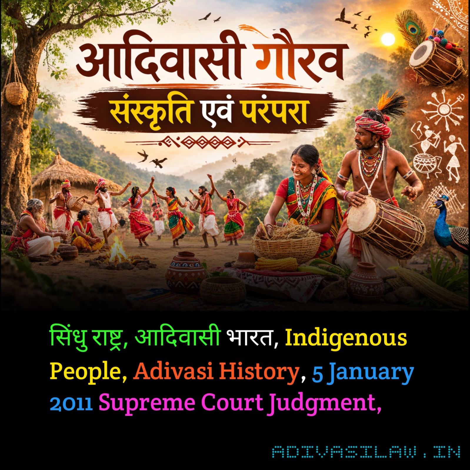 Representation of Sindhu Rashtra Adivasi Bharat, historical tribal heritage, 5 January 2011 Supreme Court judgment, and Indigenous people's struggle for rights.