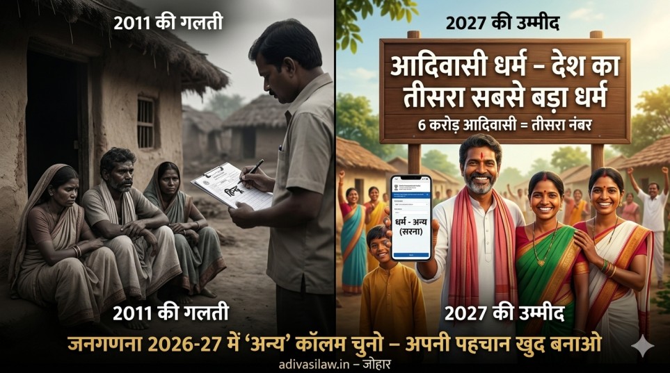 जनगणना 2026-27 में अन्य कॉलम चुनकर आदिवासी धर्म को देश का तीसरा सबसे बड़ा धर्म बनाता आदिवासी परिवार