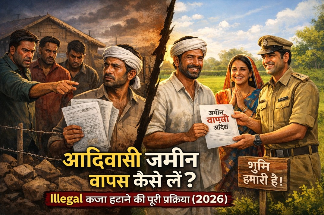 “आदिवासी जमीन वापस कैसे लें Illegal कब्जा हटाने की प्रक्रिया 2026”