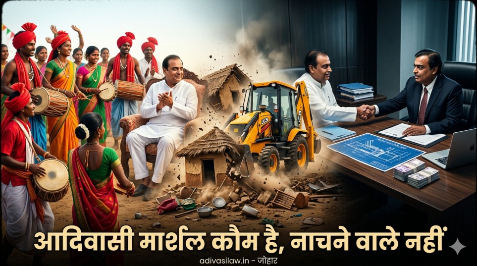 आदिवासी मार्शल कौम है नाचने वाले नहीं – नेताओं के सामने नाचते आदिवासी और बुलडोजर से टूटता घर