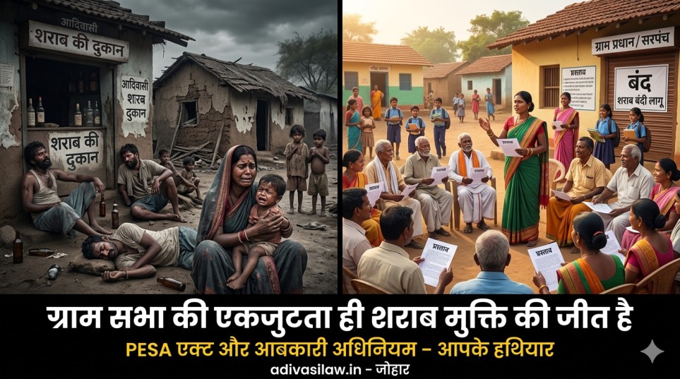 PESA एक्ट और आबकारी अधिनियम के तहत ग्राम सभा शराब बंदी का प्रस्ताव पारित करती हुई
