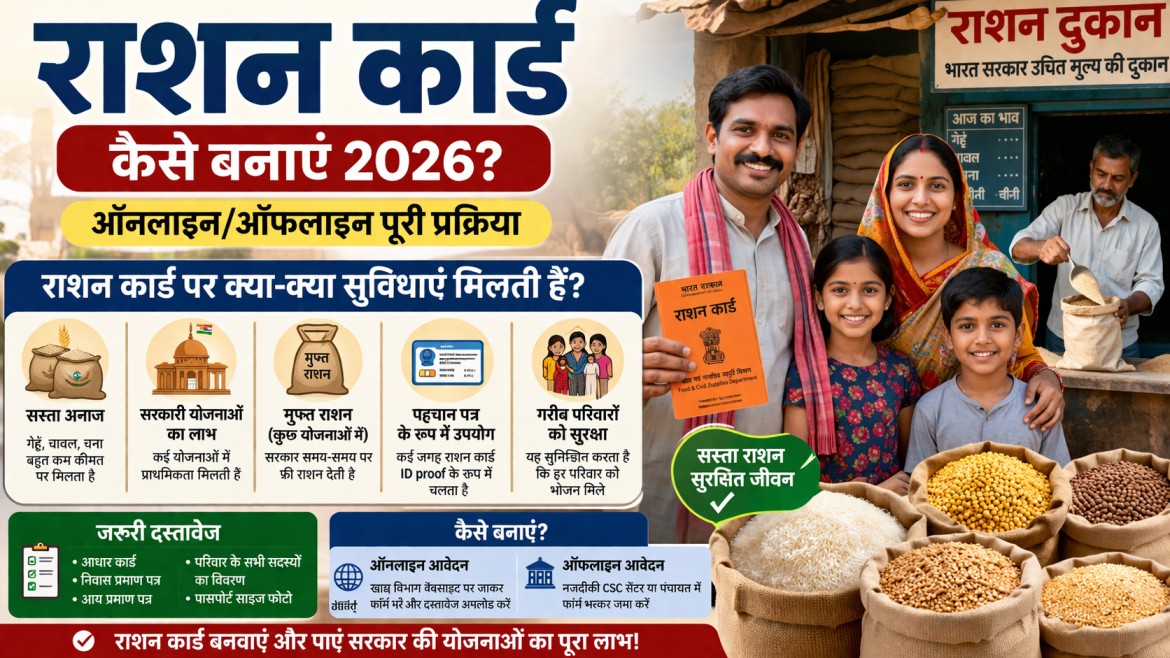 ration card kaise banaye 2026, सस्ता राशन लेते हुए परिवार